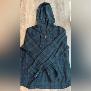 Women's Scotch Plaid Flannel Shirt, Relaxed Zip Hoodie